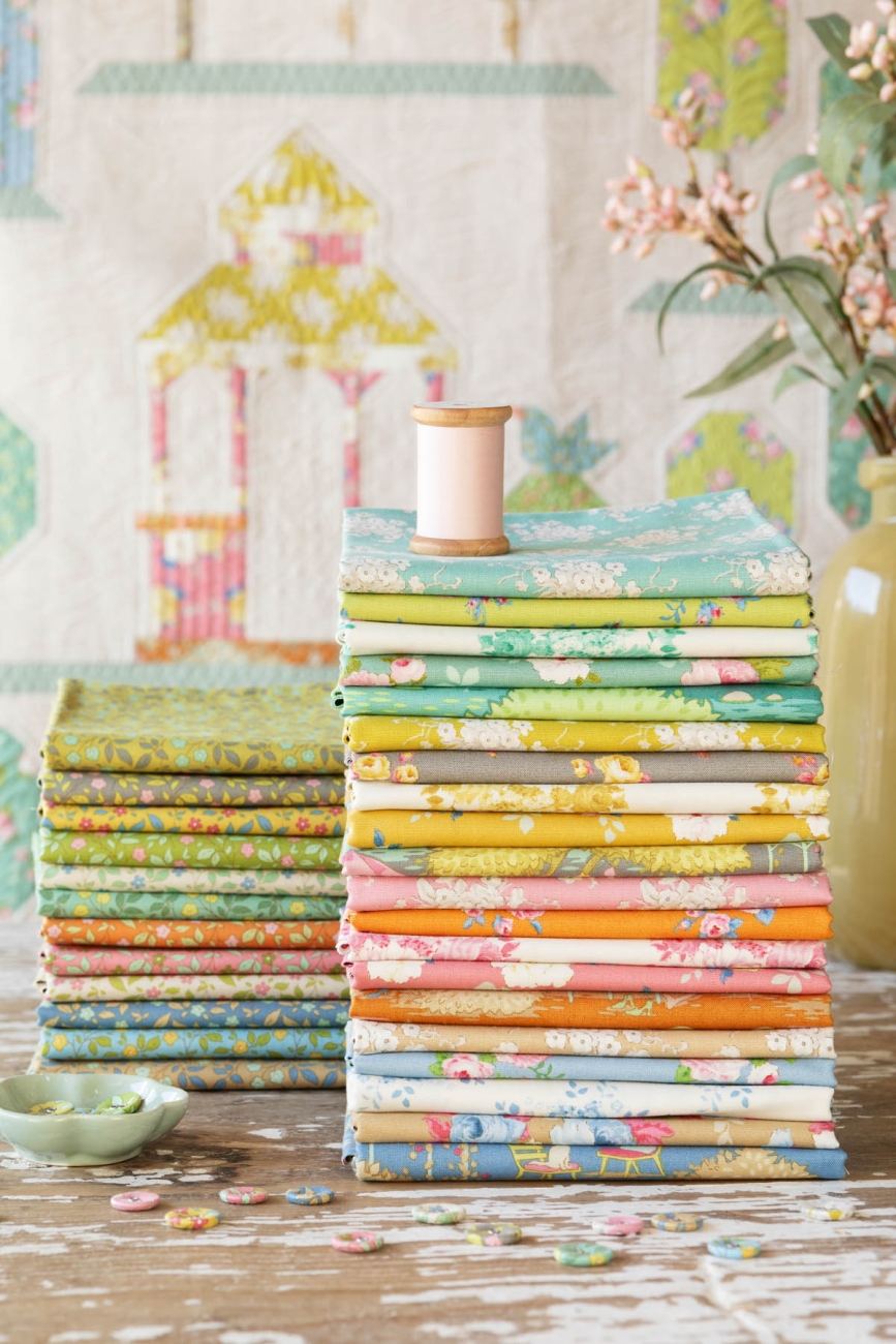 Tilda Patchwork Stoff Baumwolle - Sunday Brunch - White Flower Teal